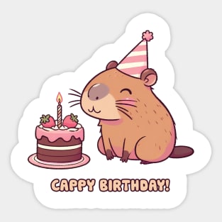 Cappy Capy Birthday Capybara Kawaii Sticker